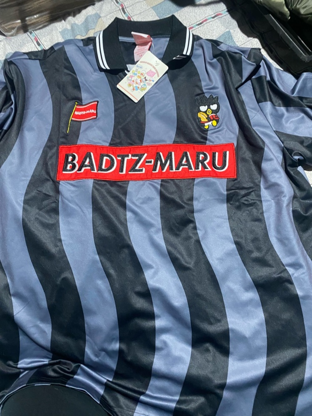 Badtz-Maru Striped Soccer Jersey - Black & Slate Blue